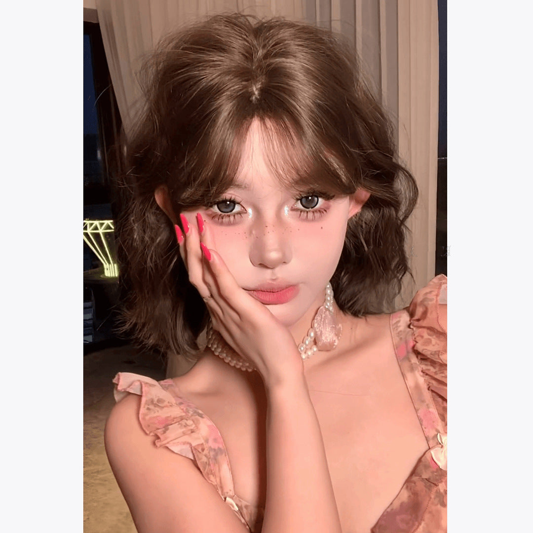 Roll Several Words Bangs Summer Natural Wig Short Curly Hair