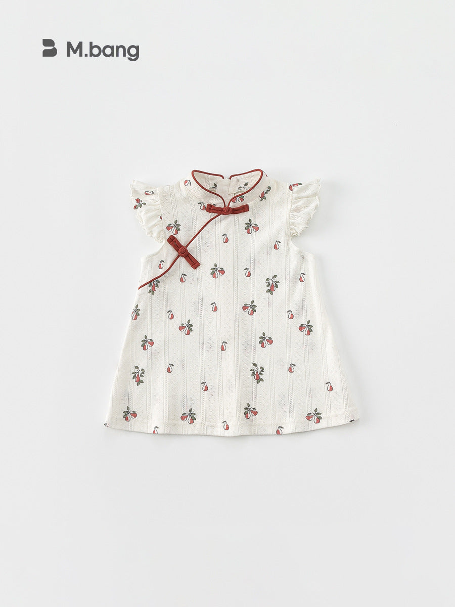 Children's Clothing Summer Ethnic Buckle Cheongsam Sisters Outfit National Children's Dress