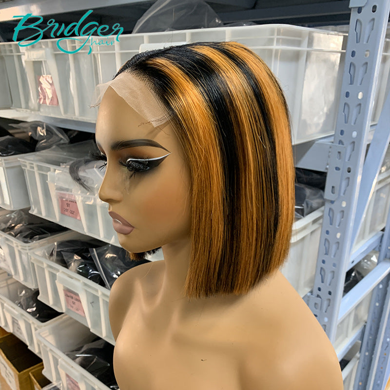 Sdd Bone Straight Bob Color Human Real Hair Wig