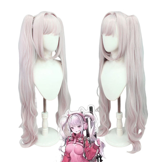Of Victory Alice Light Pink White Double Ponytail Curly Hair Cos Wig