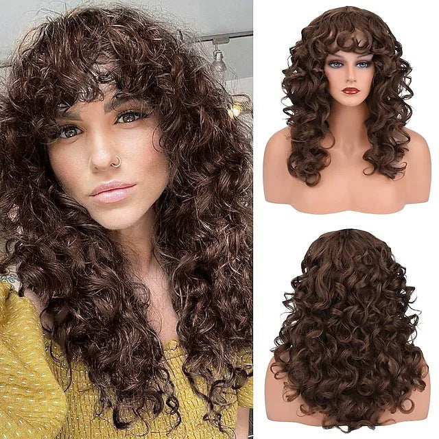Pretty Women's Wavy Curly Fiber Chemical Wig Long Curls