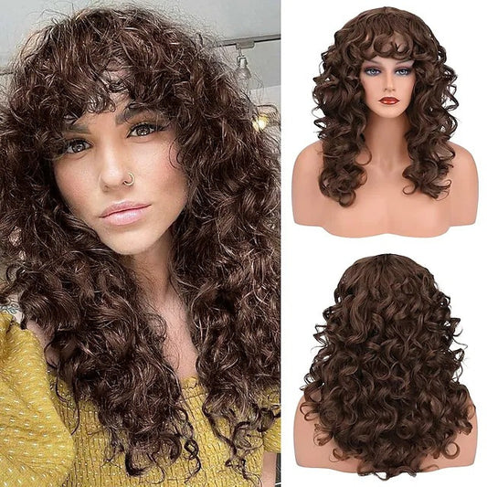 Pretty Women's Wavy Curly Fiber Chemical Wig Long Curls