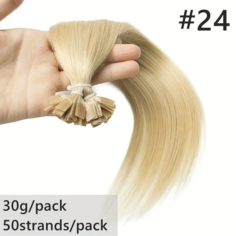 New Human Hair Foaming White Extension Long Straight Wig