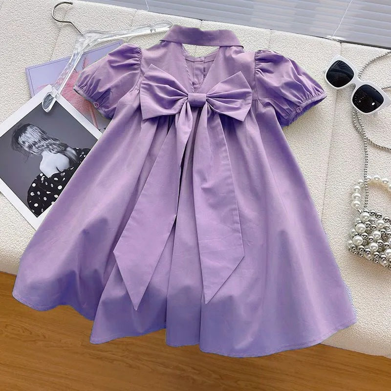 Children's Puff Sleeve Summer Western Style Medium Big Design Sense Collar Children's Dress