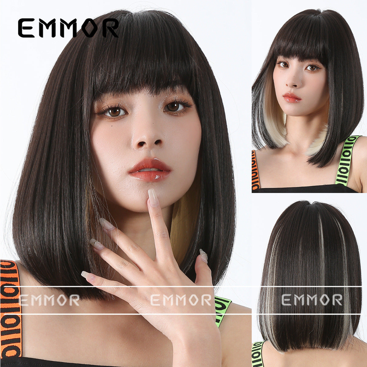 Women's Color Summer Daily Bangs Fluffy Natural Wig Short Straight Hair