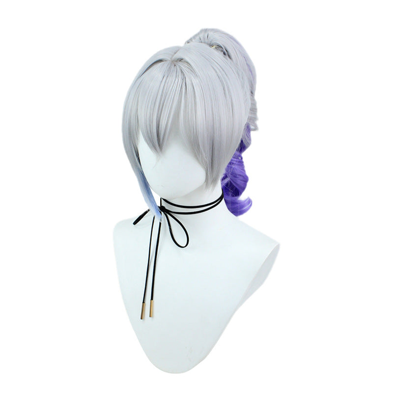 Beautiful Broken Star Dome Railway Simulation Scalp Highlight Blue Color Cos Wig