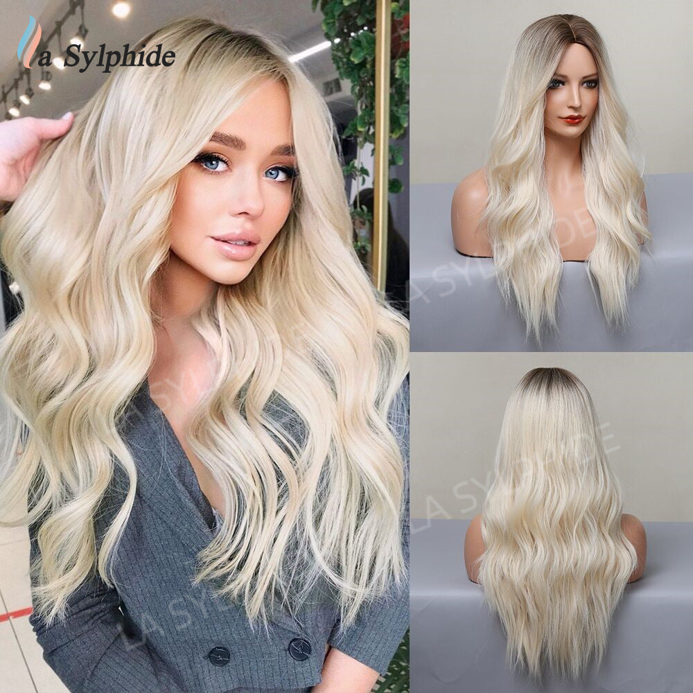 Women's Long Mid-length Big Wave Curly Without Bangs Temperament Face Real Hair Wig