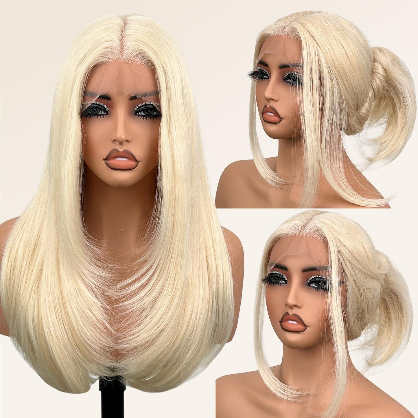 Front Lace Natural Lady Medium Hair Chemical Long Straight Wig