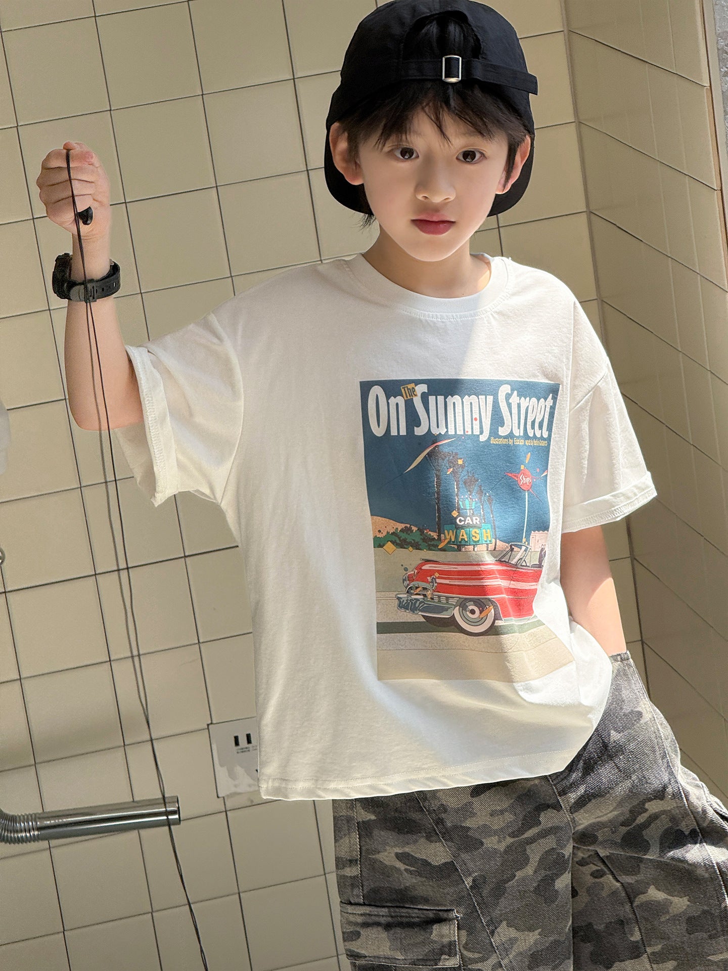 Children's American Printed Short-sleeved Casual Loose Tide Children's T-shirt