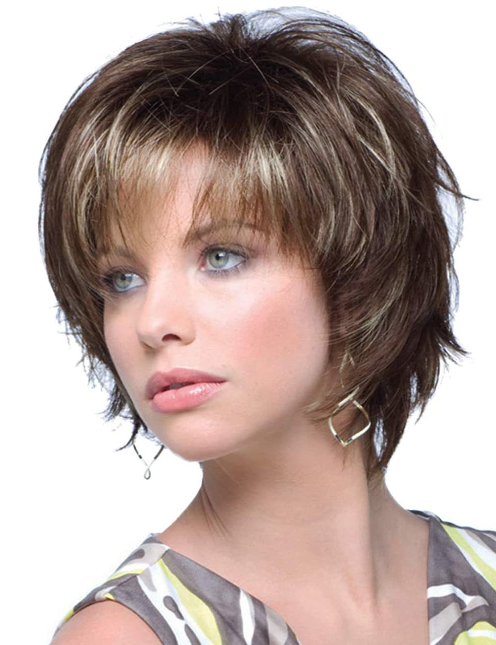 Women's Golden Split Side Bangs Elegant Fashion Wig Short Curly Hair