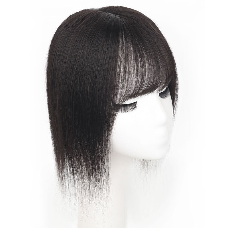 Women's Covering White Hair Supplementing Piece Human Realistic Natural Straight Wig