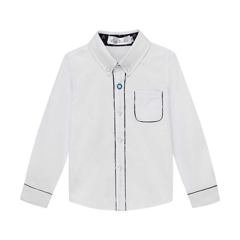 Children's Korean Style Striped Bottoming Thickened Solid Color Long Children's Shirt