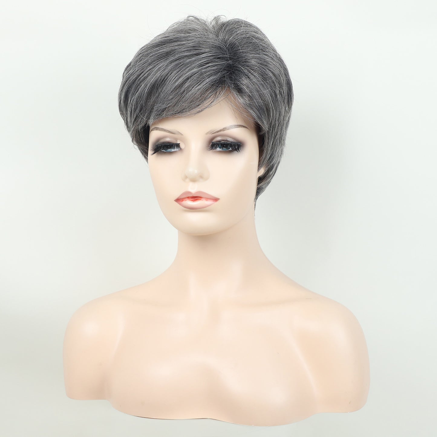 Unique Fluffy Side Bangs Head Cover Wig Short Straight Hair