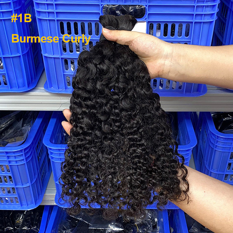 Trendy Beautiful Human Bulk Band Straight Real Hair Wig
