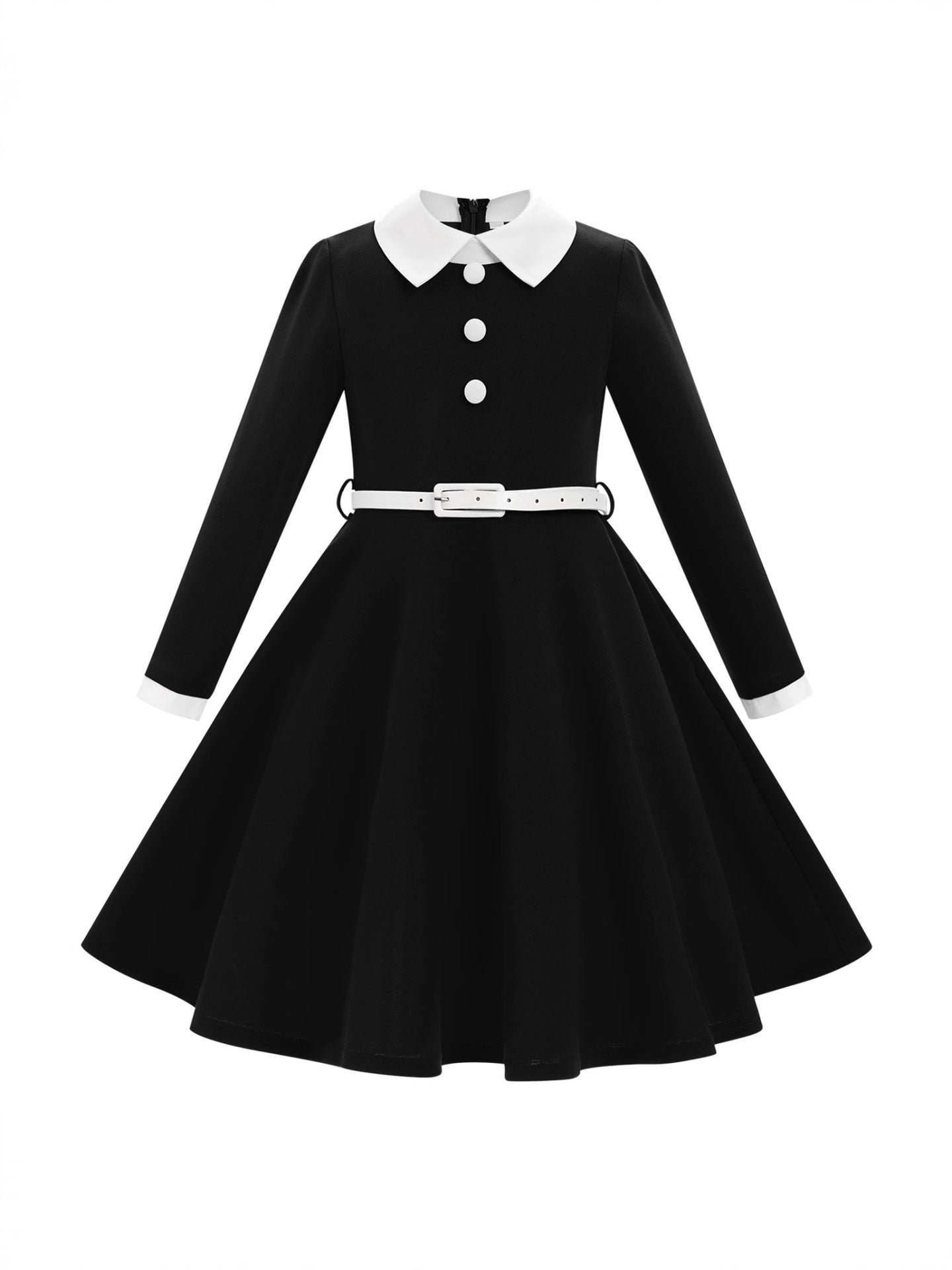 Children's Clothing Design Sense Contrast Color Retro Doll Collar Long Sleeve Children's Dress