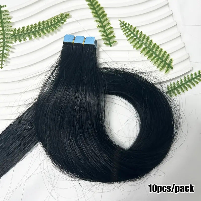 Comfortable Real Hair Seamless Extension Film Long Straight Wig