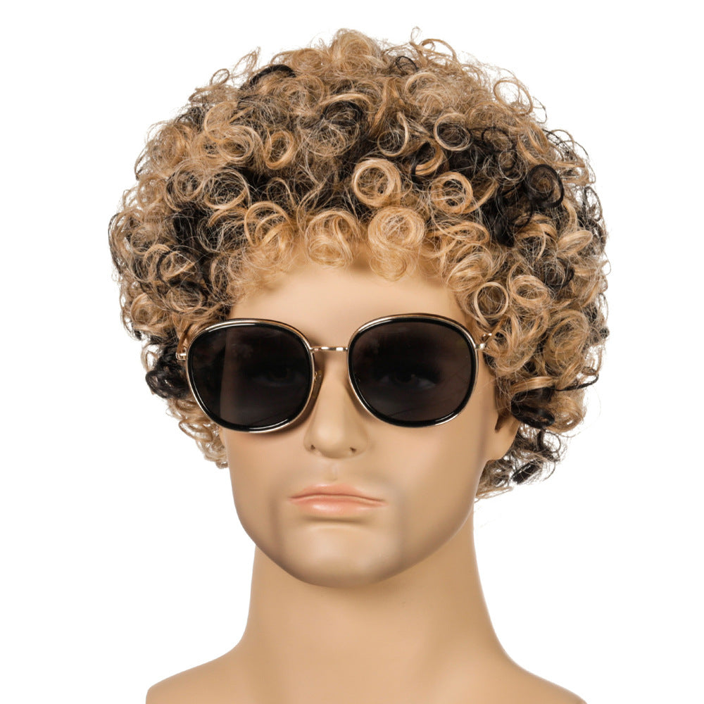 Men's Chemical Fiber Small Curly Hair Head Men's Wig