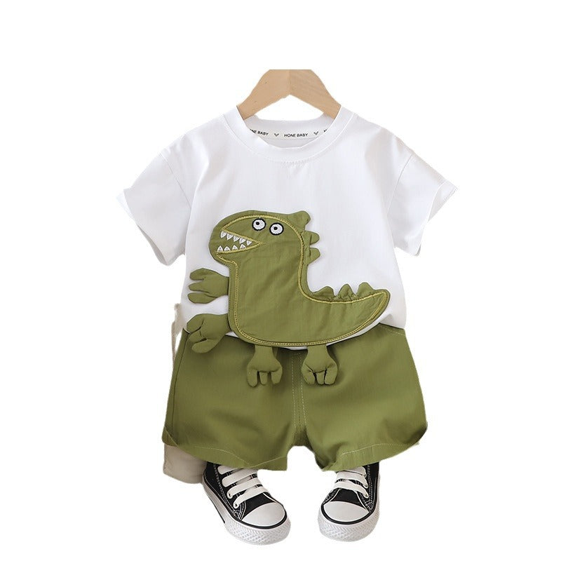 Children's Summer Cartoon Round Neck Short Sleeve Children's Suit