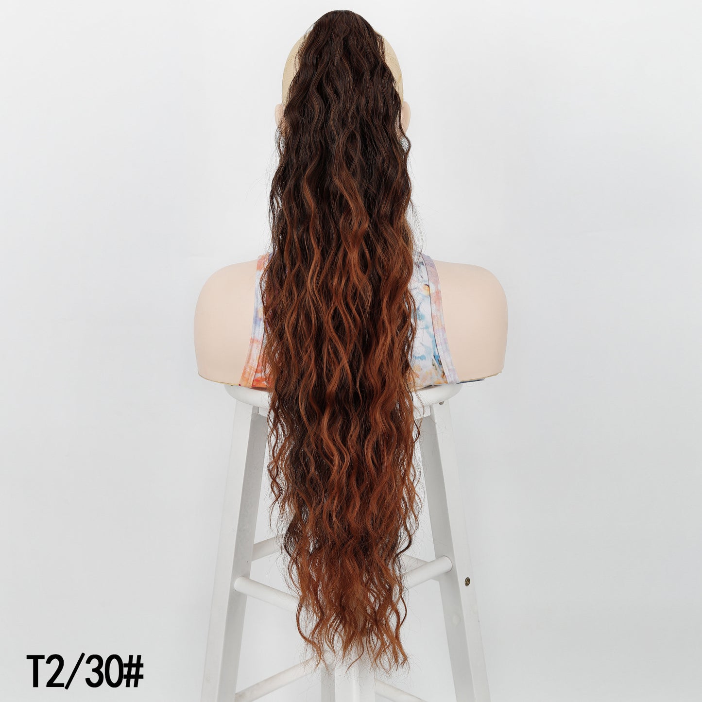 Women's Water Ripple Fluffy Long Curly Hair Chemical Fiber Silk Height Wig Ponytail