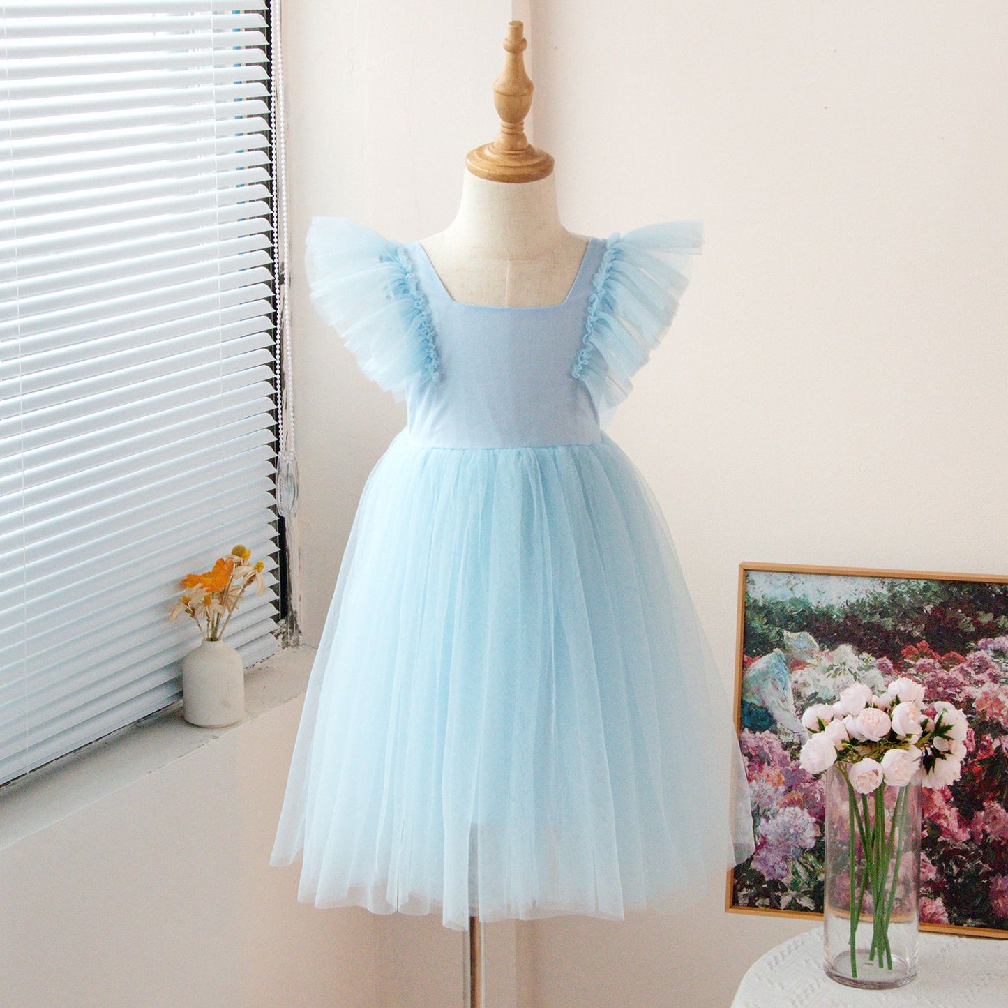Children's Flying Sleeves Princess Flower Costume Shirt Tulle Children's Dress