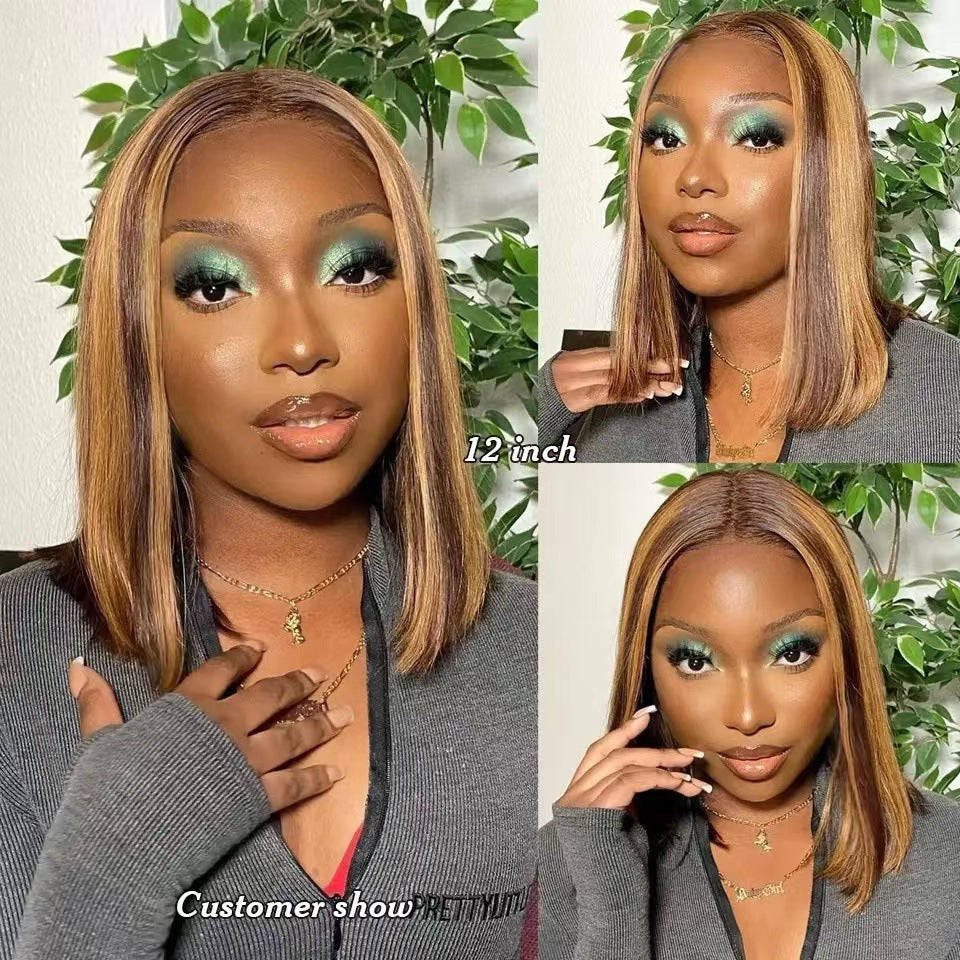 Durable Versatile Lace Bob Sheath Front Wig Short Straight Hair