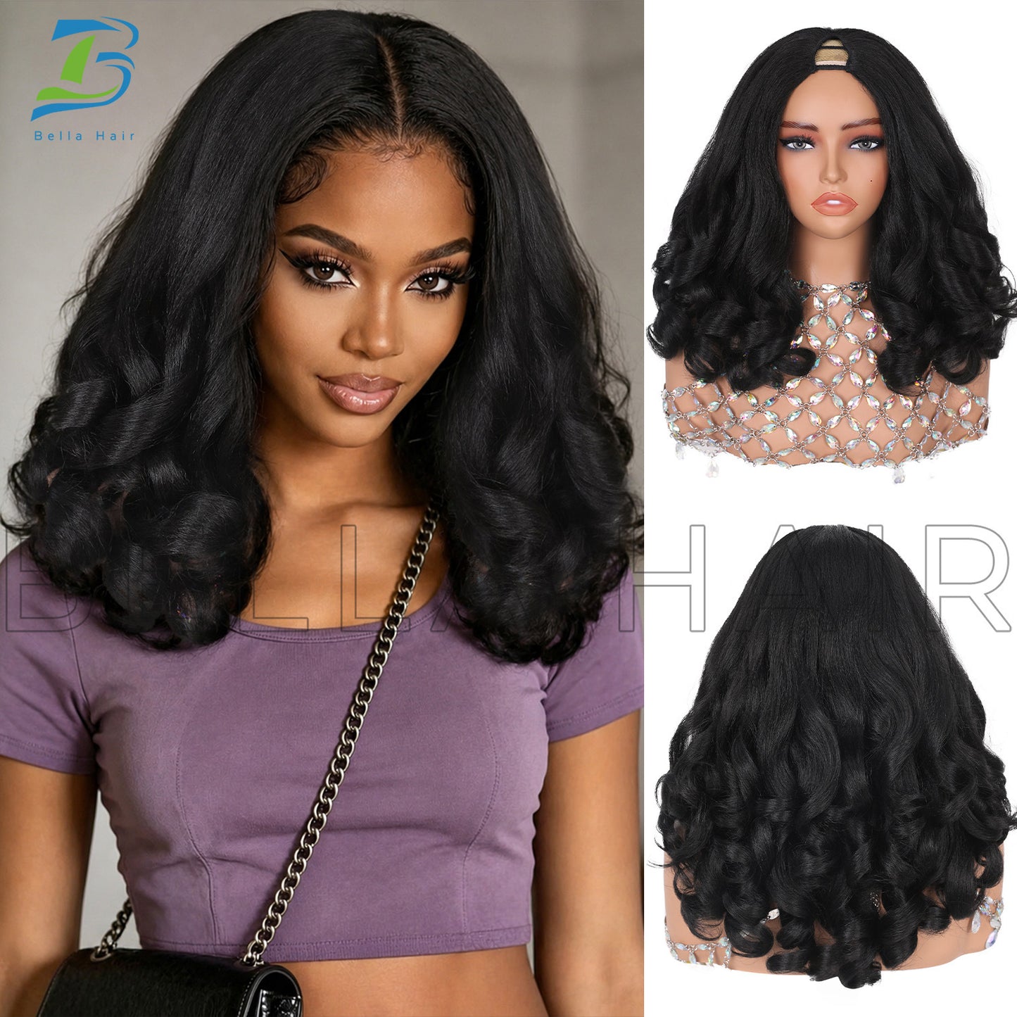 Female Jacques Silk Big Wave Head Wig Long Curls