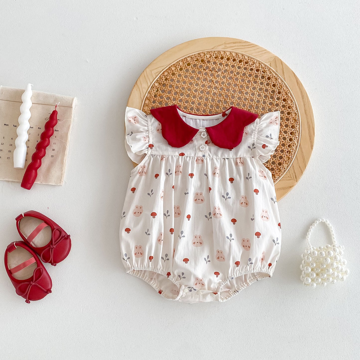 Babies Summer Princess Rompers Butterfly Collar Thin Jumpsuit, Climbing Suit