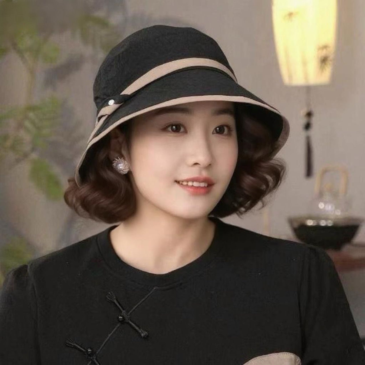 Hat Integrated Lightweight Sunshade Sun Protection Casual Fisherman Wig Short Curly Hair