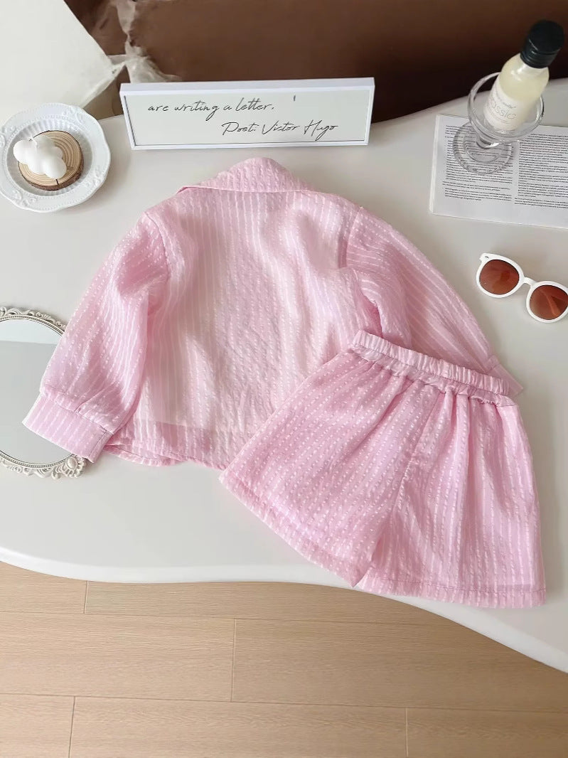 Summer Korean Style Clothing Long Sleeve Children's Suit