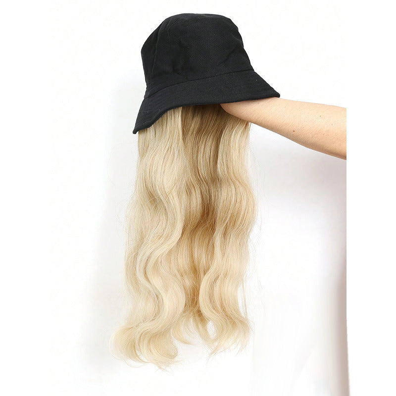 Black Fisherman Hat Water Ripple One-piece Other Wig