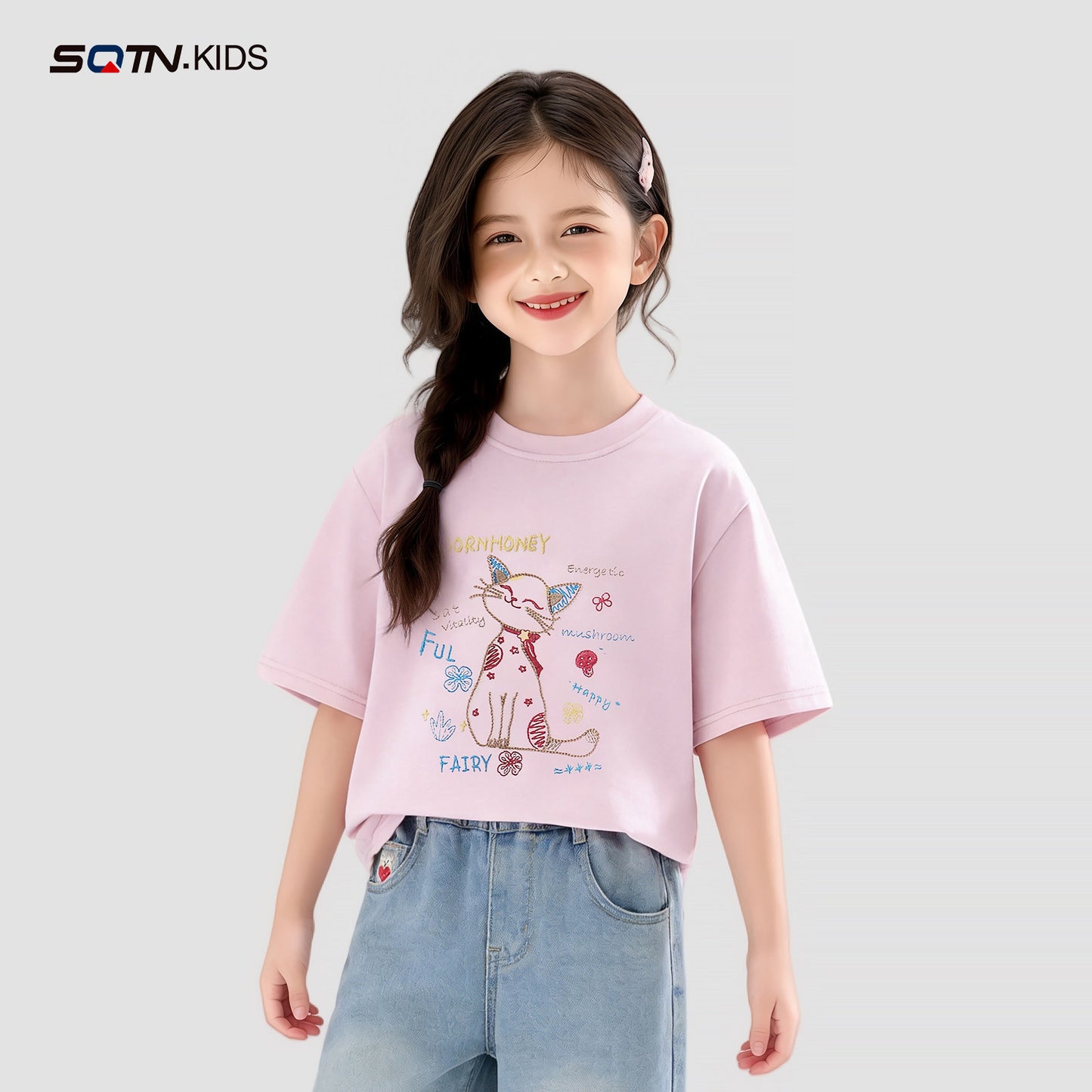 Children's Short-sleeved Summer Fashionable Clothing Embroidered Cotton Children's T-shirt