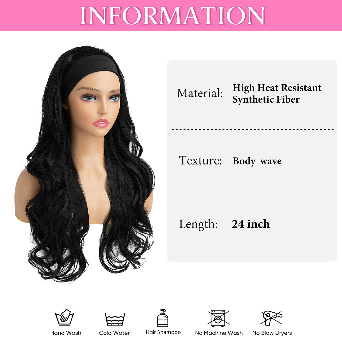 Female Hair Band Turban Big Wave Curly Chemical Fiber Wig Long Curls