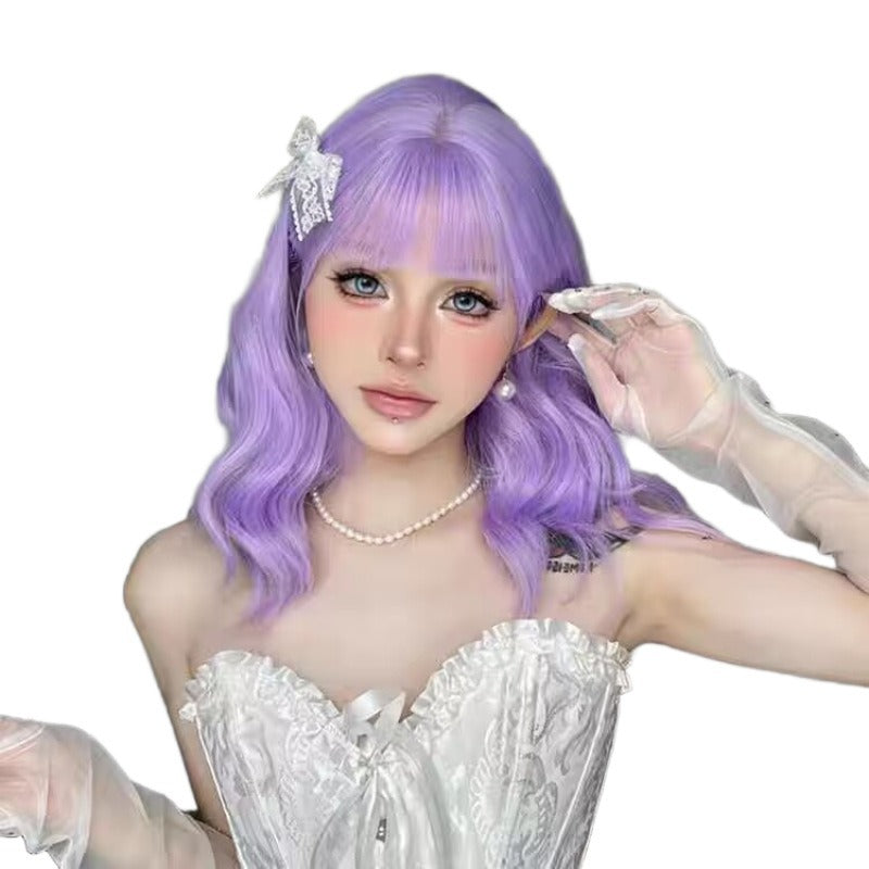 Fashion Female Purple Straight Bangs Wave Whole Head Cos Wig