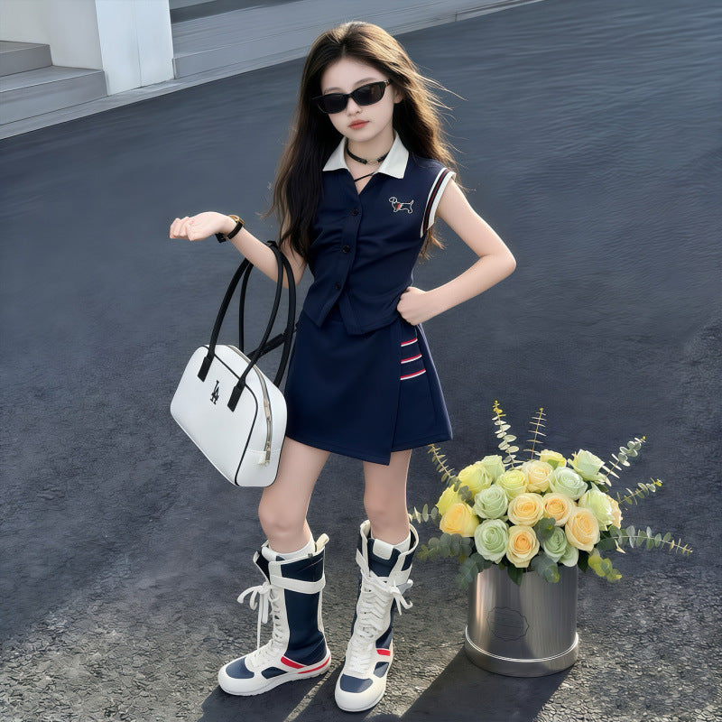 Sports Summer Korean College Style Fashion Medium Big Children's Suit