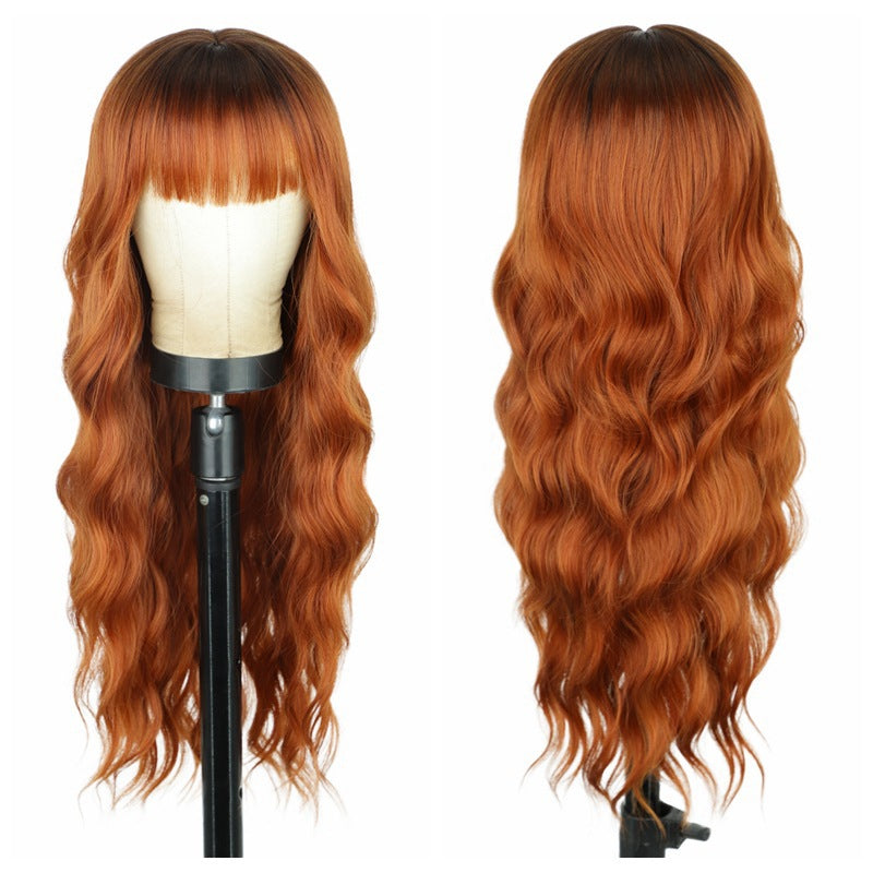 Gradient Color Curly Female Chemical Fiber Wig Long Curls