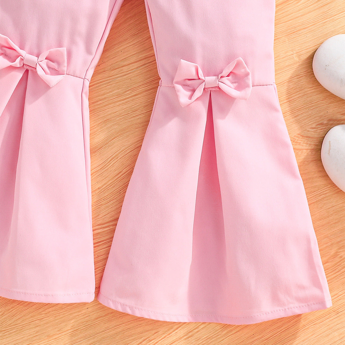 Fashion Mesh Sleeve Top Bell-bottom Pants Children's Suit