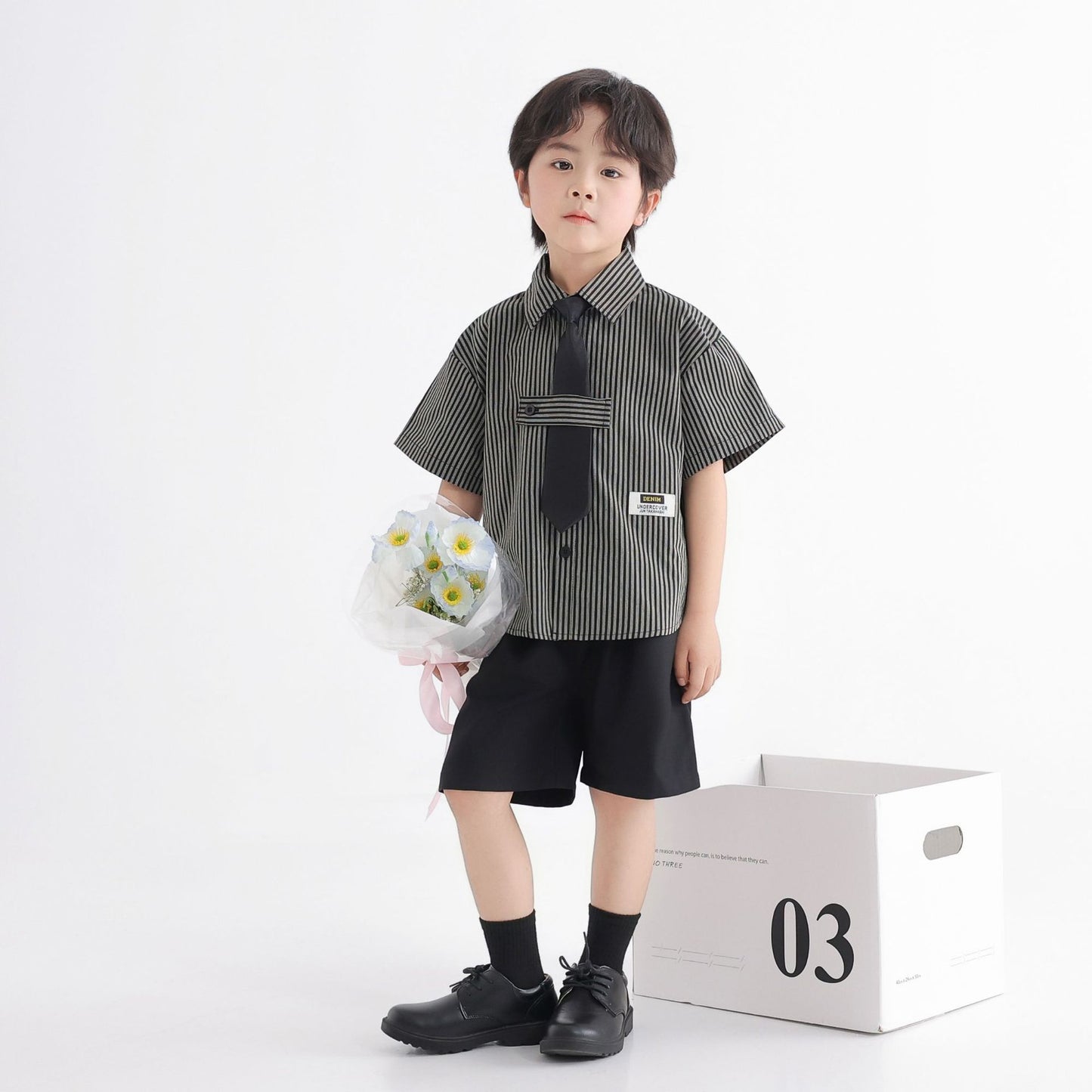 Suit Two Pieces Spring Leisure Pu Boy Model Catwalk Performance Children's Shirt