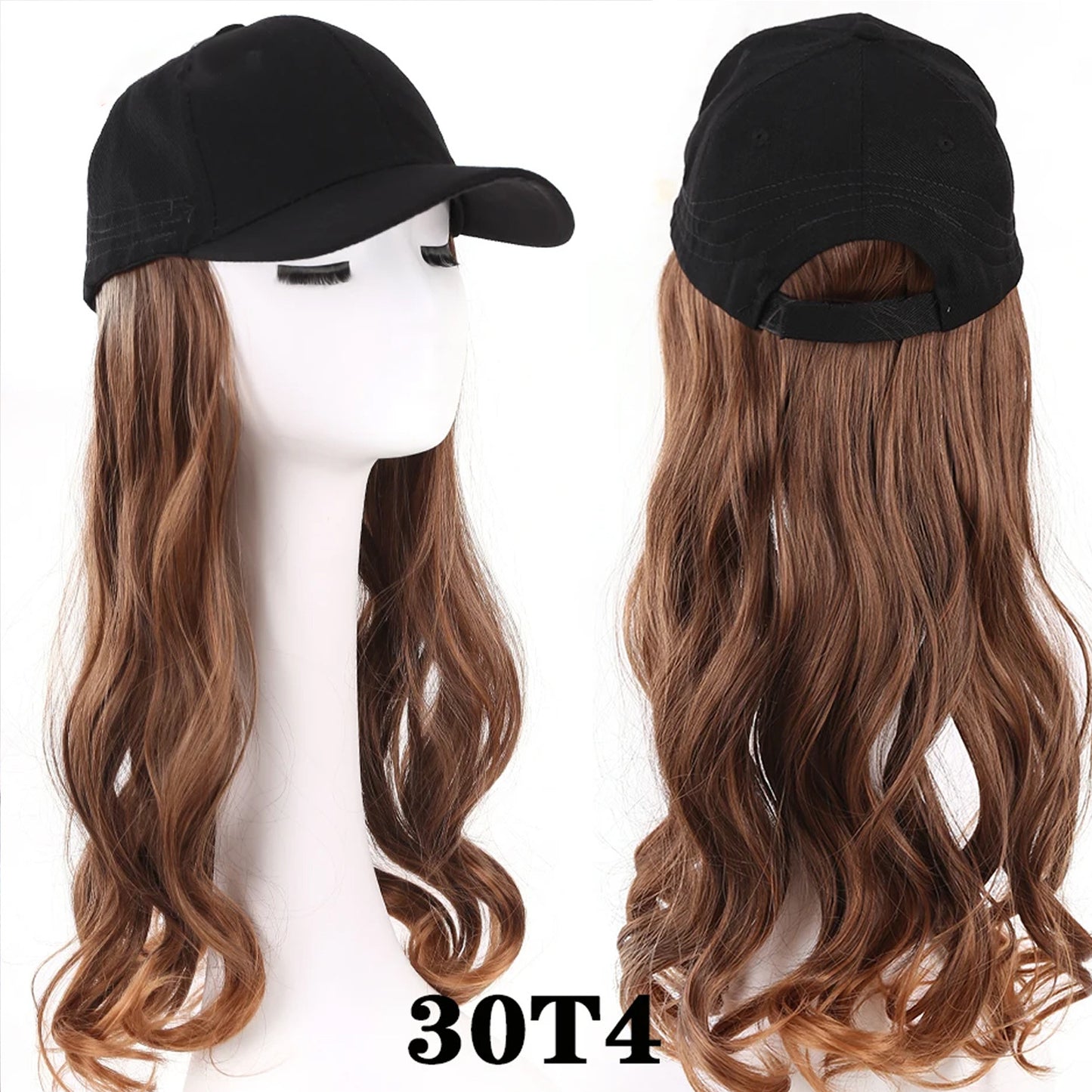 Integrated Female Big Wave Long Curly Hair Peaked Cap Baseball Other Wig