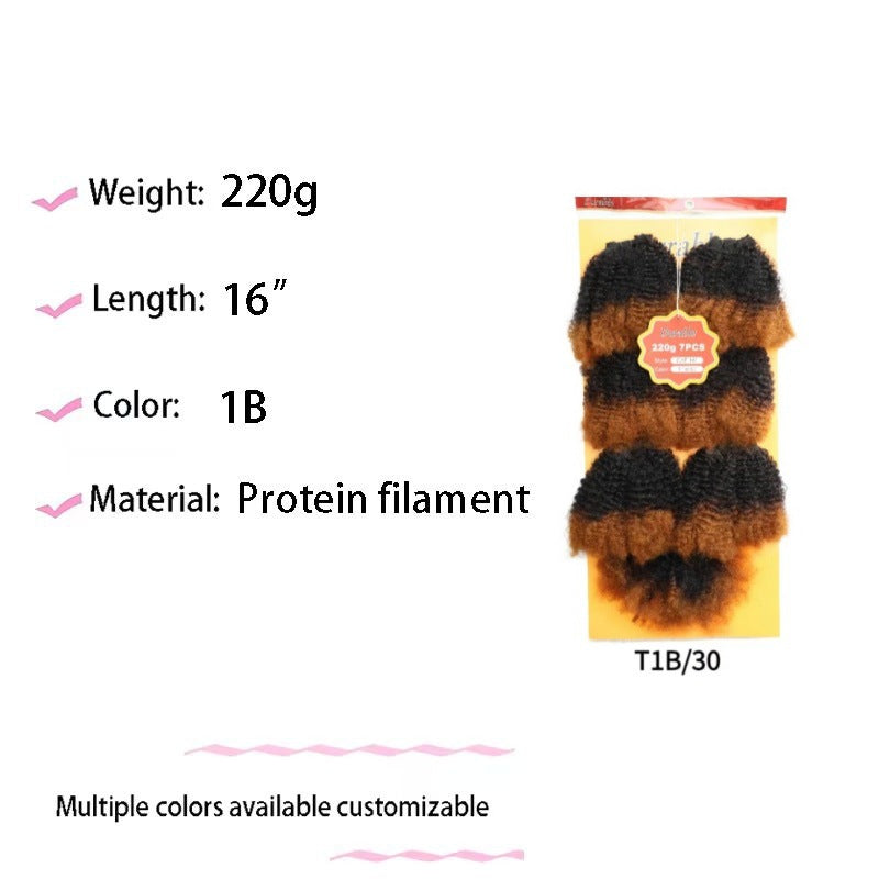 Protein Silk Weft Piece African Long Roll Wig Short Curly Hair