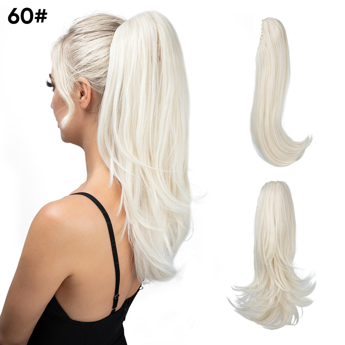Women's Short Hair Chemical Fiber Height Natural Fluffy Long Curly Jaws Wig Ponytail
