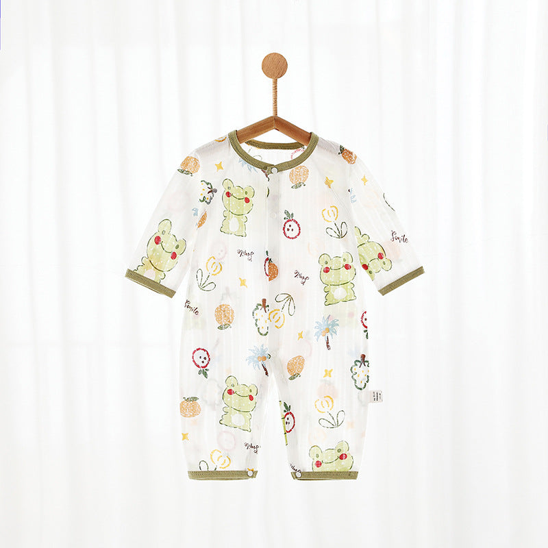 Children's Pure Cotton Class Boneless Born Clothes Long Sleeve Summer Thin Jumpsuit, Climbing Suit