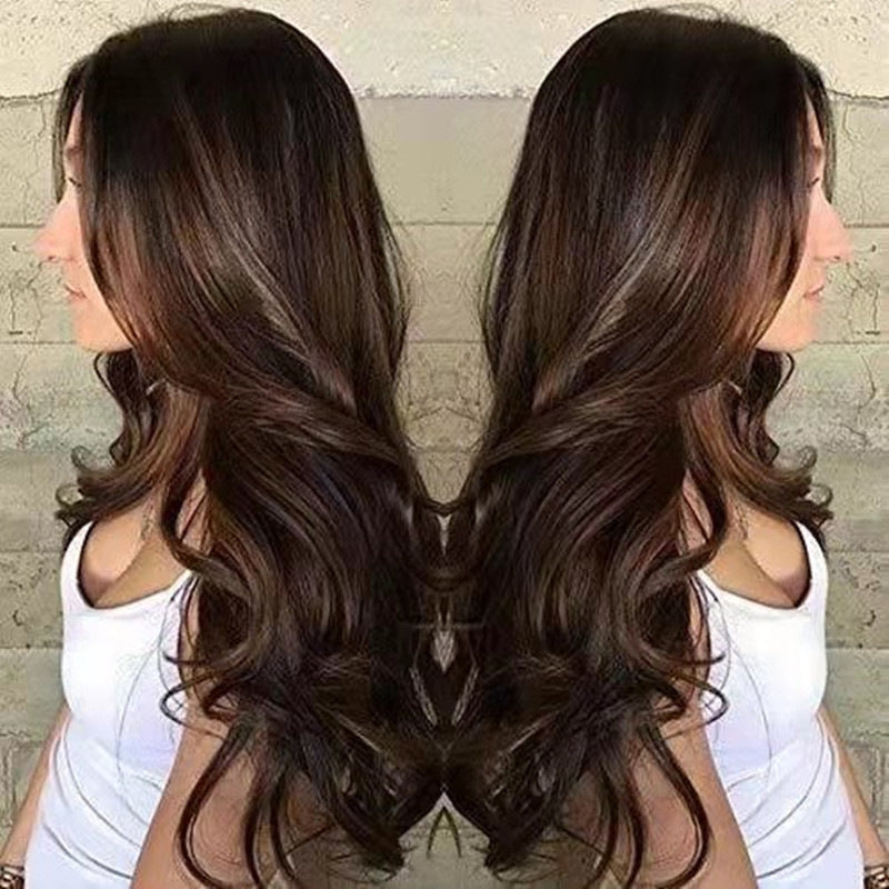 Women's Front Lace Synthetic Wigs Black Mid-length Long Straight Wig