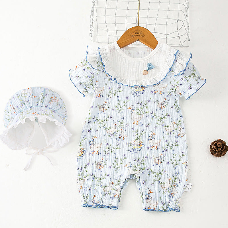 Summer Thin Clothes Infant Rompers Short-sleeved Princess Jumpsuit, Climbing Suit
