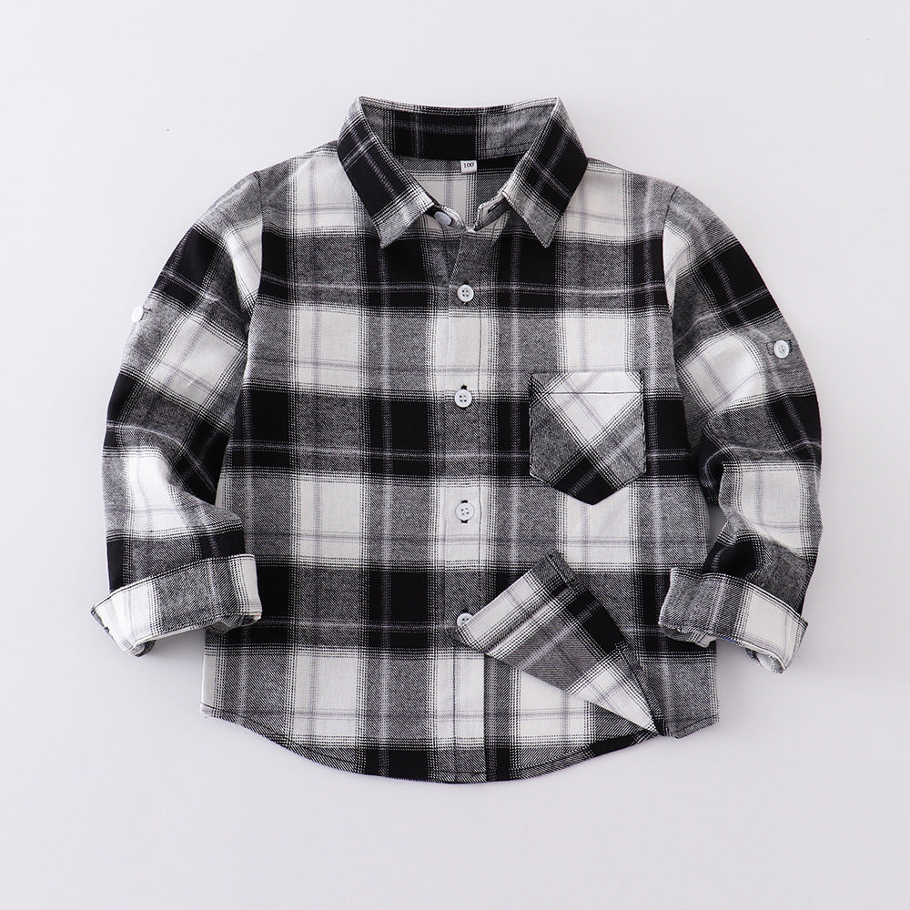 Children's Long-sleeved Plaid Korean Casual Cotton Trendy Western Children's Shirt