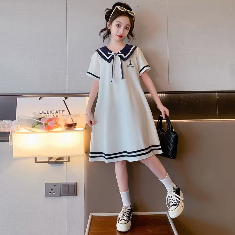 Older Summer Clothes Funky Casual Short Sleeve College Children's Dress