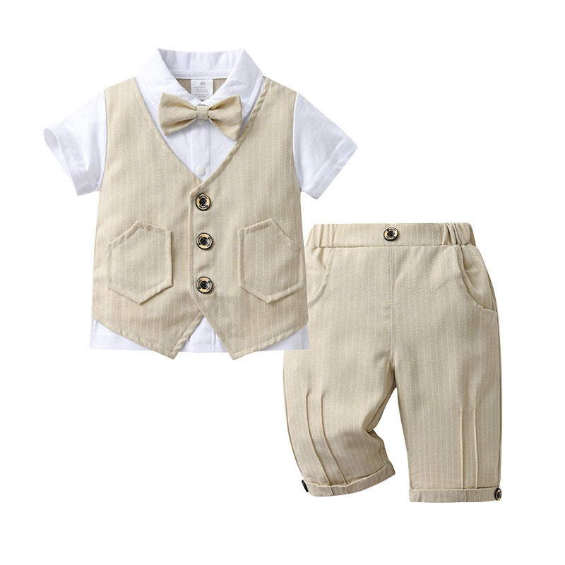 Children's Set Boy Summer Clothing Short Sleeve Gentleman Children's Suit