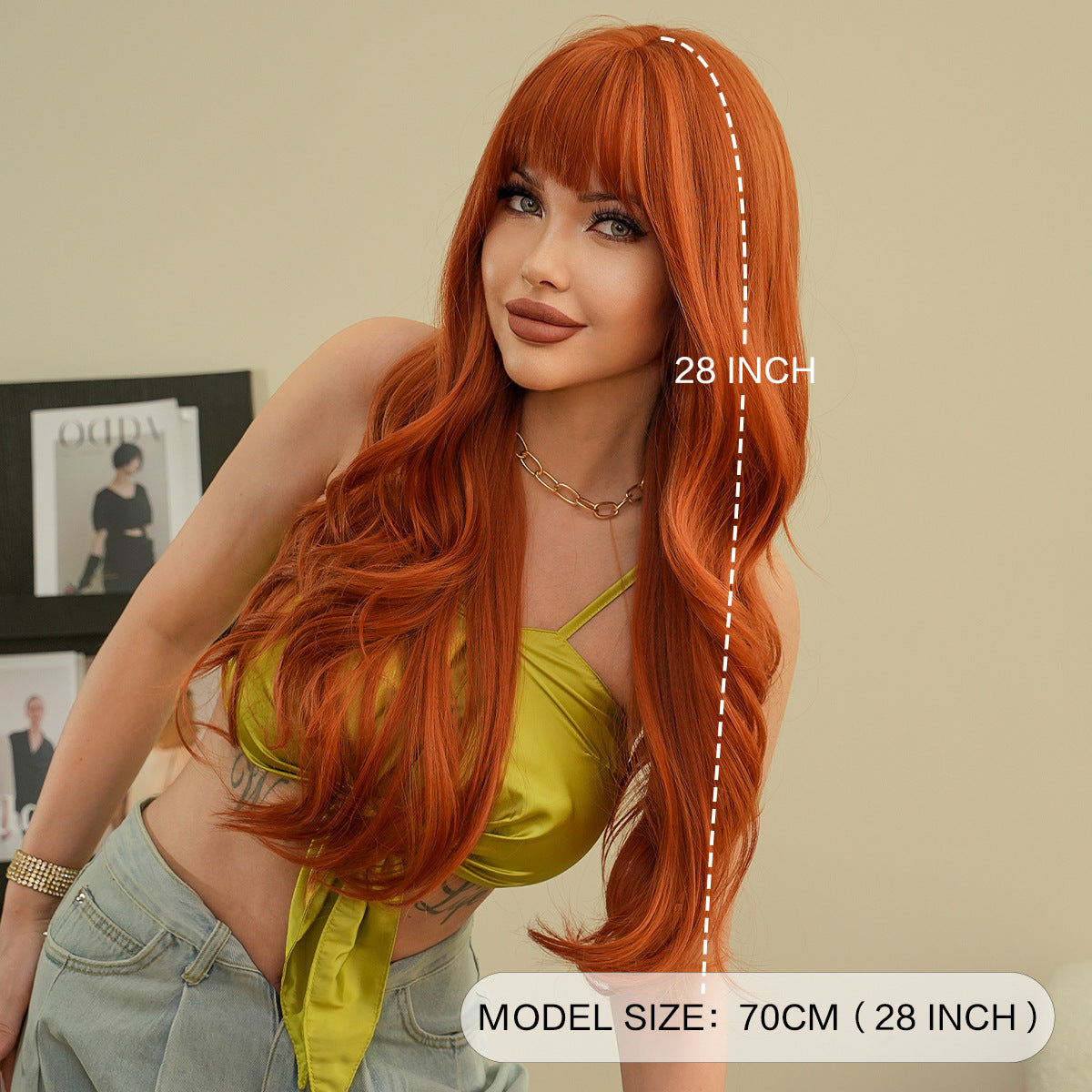 Curly Hair Bangs Big Wave Head Cover Rose Net Chemical Wig Long Curls