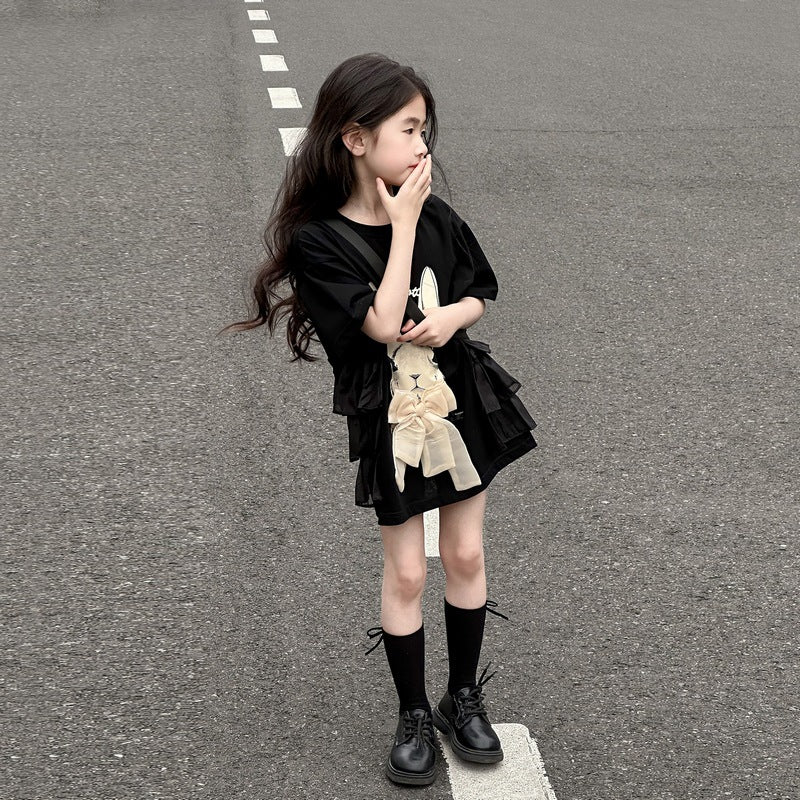 Children's Short-sleeved Big Loose-fitting Western Style Top Clothing Summer Casual Half-sleeve Children's T-shirt