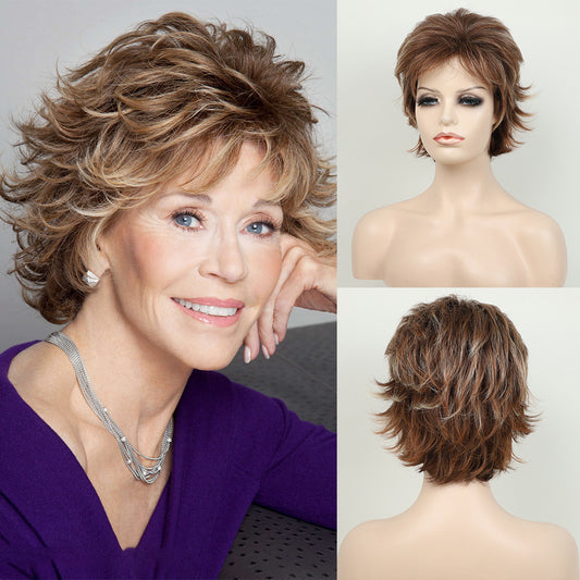 Female Fashion Fluffy Chemical Fiber Sheath Wig Short Curly Hair