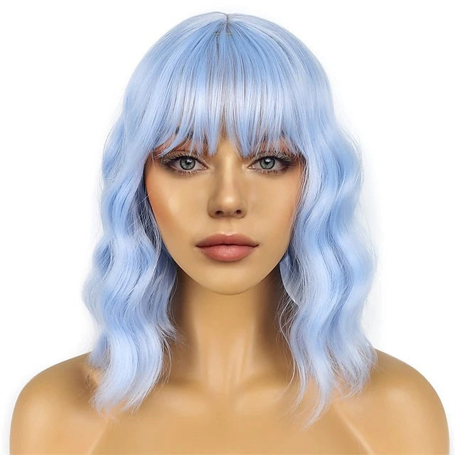 Women's Halloween Festival Rose Net Mid-length Shawl Wig Short Curly Hair
